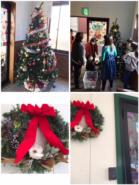 クリスマスツリー飾り付けの様子